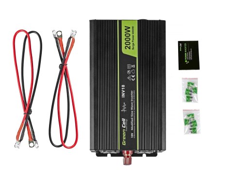 PRZETWORNICA NAPIĘCIA INWERTER Green Cell 12V -> 230V 2000W/4000W MODYFIKOWANA SINUSOIDA INV10 PRZETWORNICA NAPIĘCIA INWERTER Green Cell 12V -> 230V 2000W/4000W MODYFIKOWANA SINUSOIDA INV10