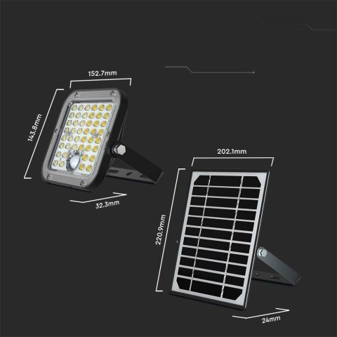 Projektor LED Solarny V-TAC 10W IP65, Pilot Timer, LiFePo 3.7V 6000mA Czarny VT-411 4000K 1500lm Projektor LED Solarny V-TAC 10W IP65, Pilot Timer, LiFePo 3.7V 6000mA Czarny VT-411 4000K 1500lm