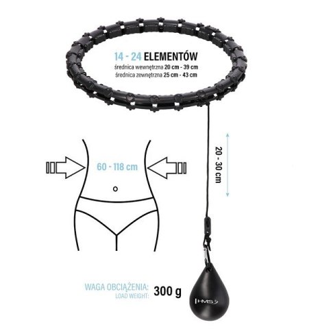 Hula Hop HMS HHW02 z obciążnikiem czarny Hula Hop HMS HHW02 z obciążnikiem czarny