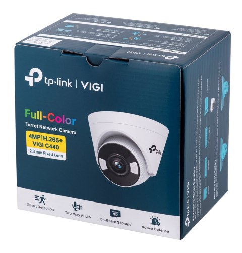 Kamera TP-LINK VIGI C440(2.8mm) W pełni kolorowa kamera sieciowa VIGI typu Turret, 4MP, Inteligentne kodowanie H.265+: Kamera TP-LINK VIGI C440(2.8mm) W pełni kolorowa kamera sieciowa VIGI typu Turret, 4MP, Inteligentne kodowanie H.265+: