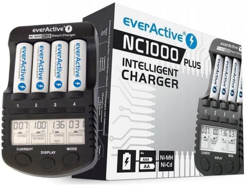 Ładowarka procesorowa do akumulatorków AA / AAA everActive NC-1000 PLUS Ładowarka procesorowa do akumulatorków AA / AAA everActive NC-1000 PLUS