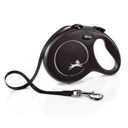 FLEXI Smycz automatyczna NEW CLASSIC L taśma kolor: czarny - 8m - do 50kg (WYPRZEDAŻ)