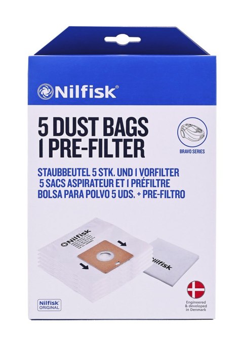 NILFISK Worki materiałowe do odkurzaczy BRAVO 5szt NILFISK Worki materiałowe do odkurzaczy BRAVO 5szt