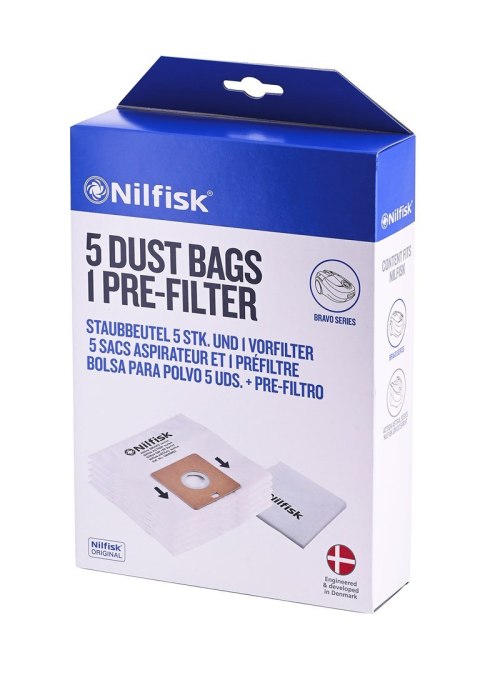 NILFISK Worki materiałowe do odkurzaczy BRAVO 5szt NILFISK Worki materiałowe do odkurzaczy BRAVO 5szt