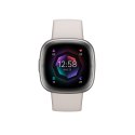 Smart watch Fitbit Sense 2, platinum body with a moon-white silicone strap