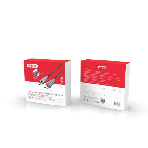UNITEK KABEL DISPLAYPORT OPTYCZNY 1.4, AOC 8K, 10M UNITEK KABEL DISPLAYPORT OPTYCZNY 1.4, AOC 8K, 10M