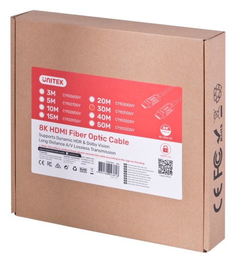 UNITEK KABEL HDMI OPTYCZNY 2.1 AOC,8K, 4K120HZ,30M UNITEK KABEL HDMI OPTYCZNY 2.1 AOC,8K, 4K120HZ,30M