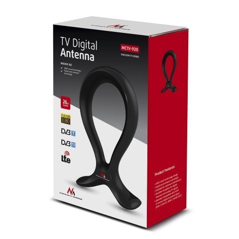 Antena TV DVB-T/T2 HEVC Maclean, wewnętrzna, LTE - max poziom wyjściowy 100dBµV, stojak na słuchawki, MCTV-920 Antena TV DVB-T/T2 HEVC Maclean, wewnętrzna, LTE - max poziom wyjściowy 100dBµV, stojak na słuchawki, MCTV-920