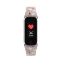 Dziecięca opaska fitness Denver BFK-312P różowo-biała