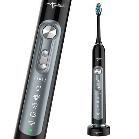 Szczoteczka soniczna Promedix, kolor czarny, etui podróżne, 5 trybów, timer, 3 poziomy mocy, 3 końcówki, PR-750 B Szczoteczka soniczna Promedix, kolor czarny, etui podróżne, 5 trybów, timer, 3 poziomy mocy, 3 końcówki, PR-750 B
