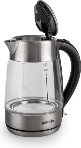 Gorenje | Czajnik | K17GE | Elektryczny | 2150 W | 1,7 l | Szkło | Podstawa obrotowa 360° | Przezroczysty/stal nierdzewna