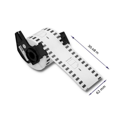 Qoltec Taśma do BROTHER DK-22205 | 62mm x 30.48m | Biała/ Czarny nadruk | Rolka z uchwytem Qoltec Taśma do BROTHER DK-22205 | 62mm x 30.48m | Biała/ Czarny nadruk | Rolka z uchwytem