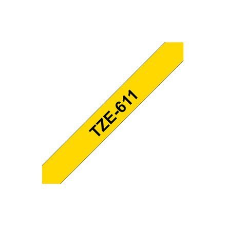 TZE-611 LAMINATED TAPE 6MM 8M/BLACK ON YELLOW