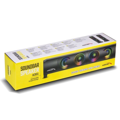 Głośniki komputerowe soundbar Audiocore 3Wx2, LED, USB 5v, wejście liniowe, AC955 Głośniki komputerowe soundbar Audiocore 3Wx2, LED, USB 5v, wejście liniowe, AC955