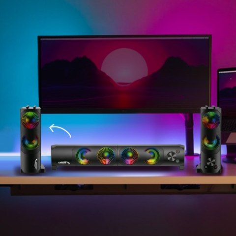 Głośniki komputerowe soundbar Audiocore 3Wx2, LED, USB 5v, wejście liniowe, AC955 Głośniki komputerowe soundbar Audiocore 3Wx2, LED, USB 5v, wejście liniowe, AC955