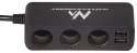 Rozdzielacz gniazda zapalniczki samochodowej Maclean, woltomierz, 3 gniazda zapalniczki, 4xUSB, 4.8A, max 120W, czarny, gumowany
