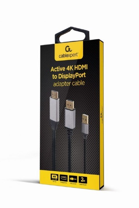 Adapter HDMI męski do DisplayPort męski + USB-A męski 4K Gembird A-HDMIM-DPM-01 czarny Adapter HDMI męski do DisplayPort męski + USB-A męski 4K Gembird A-HDMIM-DPM-01 czarny