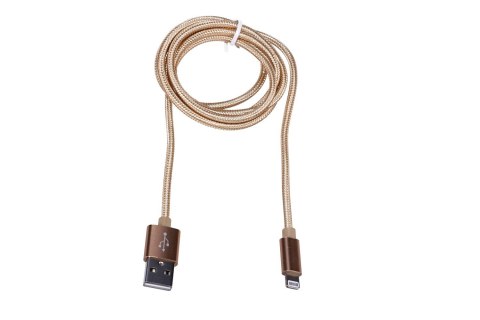 Extralink | Kabel ze złączem Lightning | do smartphonów IPHONE, maks. prąd 2A, wzmocniony oplotem, długość 1m, złoty Extralink | Kabel ze złączem Lightning | do smartphonów IPHONE, maks. prąd 2A, wzmocniony oplotem, długość 1m, złoty