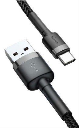 KABEL USB-A -> USB-C Baseus Cafule CATKLF-AG1 50cm 3A QC 3.0 CZARNO-SZARY W NYLONOWYM OPLOCIE