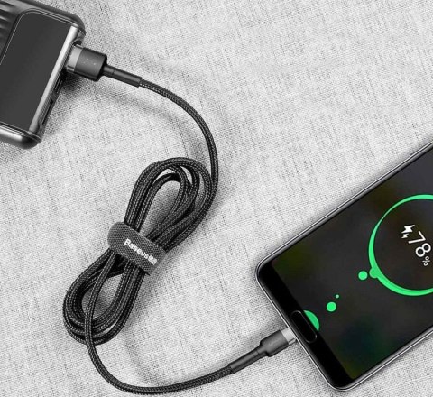 KABEL USB-A -> USB-C Baseus Cafule CATKLF-AG1 50cm 3A QC 3.0 CZARNO-SZARY W NYLONOWYM OPLOCIE KABEL USB-A -> USB-C Baseus Cafule CATKLF-AG1 50cm 3A QC 3.0 CZARNO-SZARY W NYLONOWYM OPLOCIE