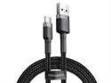 KABEL USB-A -> USB-C Baseus Cafule CATKLF-AG1 50cm 3A QC 3.0 CZARNO-SZARY W NYLONOWYM OPLOCIE