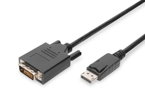 Kabel DP/DVI-D (24+1) M/M z zatrzaskiem czarny 2m Displayport 1080p 60Hz FHD Kabel DP/DVI-D (24+1) M/M z zatrzaskiem czarny 2m Displayport 1080p 60Hz FHD