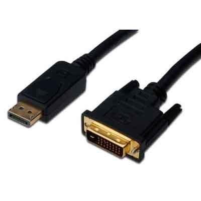 Kabel DP/DVI-D (24+1) M/M z zatrzaskiem czarny 2m Displayport 1080p 60Hz FHD Kabel DP/DVI-D (24+1) M/M z zatrzaskiem czarny 2m Displayport 1080p 60Hz FHD