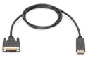 Kabel DP/DVI-D (24+1) M/M z zatrzaskiem czarny 3m Displayport 1080p 60Hz FHD