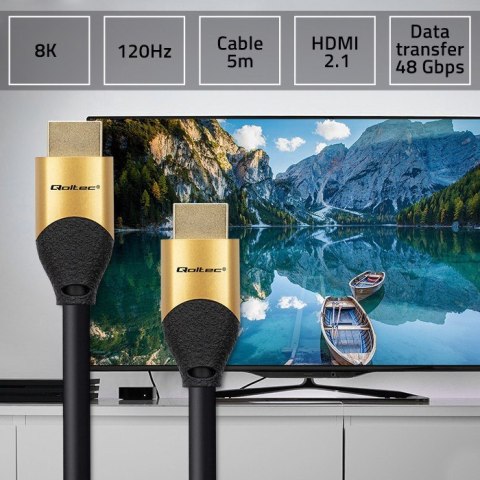 Kabel HDMI M/M, v2.1 Ultra high speed 8K Qoltec (5m) Kabel HDMI M/M, v2.1 Ultra high speed 8K Qoltec (5m)