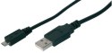 Kabel USB A/microUSB B M/M czarny 1,8m USB 2.0 HighSpeed