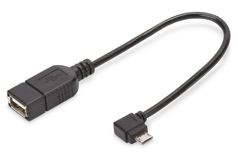 Kabel microUSB B kątowy/USB A M/Ż OTG czarny 0,15m USB 2.0 HighSpeed Kabel microUSB B kątowy/USB A M/Ż OTG czarny 0,15m USB 2.0 HighSpeed