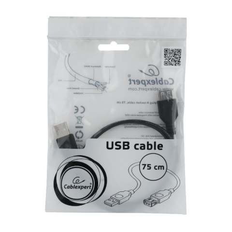 Kabel przedłużacz USB 2.0 Gembird AM-AF 0,75 m (czarny) Kabel przedłużacz USB 2.0 Gembird AM-AF 0,75 m (czarny)