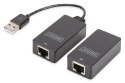 Przedłużacz USB 1.1po skrętce Cat.5e/6 UTP/SFP do 45m, czarny, 20cm