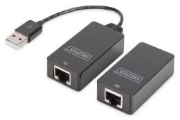 Przedłużacz USB 1.1po skrętce Cat.5e/6 UTP/SFP do 45m, czarny, 20cm