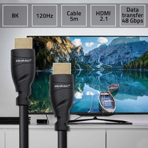 Qoltec Kabel HDMI v2.1 Ultra high speed 8K | 60Hz | 26AWG | GOLD | 5m Qoltec Kabel HDMI v2.1 Ultra high speed 8K | 60Hz | 26AWG | GOLD | 5m