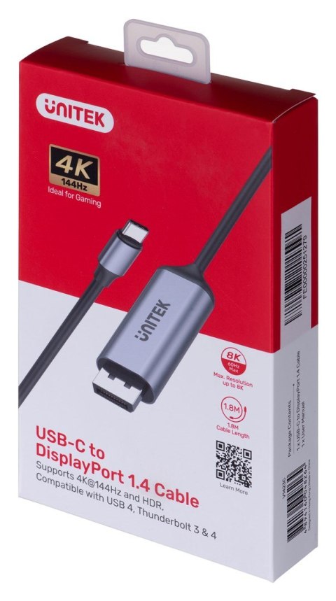 Unitek Adapter USB-C na DP 1.4 8K@60Hz kabel 1,8 m Unitek Adapter USB-C na DP 1.4 8K@60Hz kabel 1,8 m