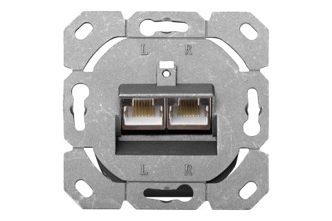 Gniazdo podtynkowe / natynkowe 2x RJ45, ekranowane, LSA, kat.6, pole opisowe, p/kurz, kolor biały Gniazdo podtynkowe / natynkowe 2x RJ45, ekranowane, LSA, kat.6, pole opisowe, p/kurz, kolor biały