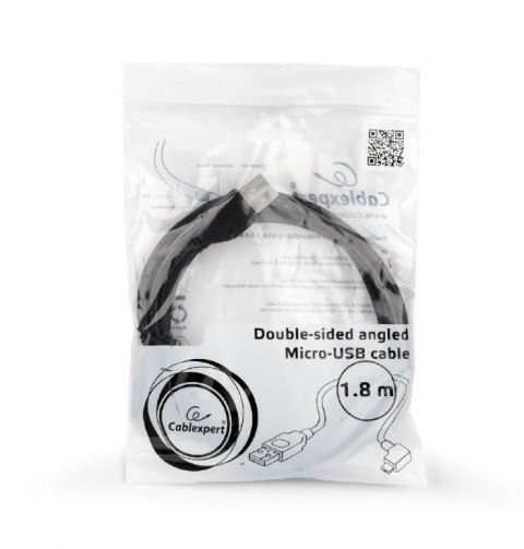 Kabel USB 2.0 na micro-USB dwustronny kątowy 1.8m Gembird Kabel USB 2.0 na micro-USB dwustronny kątowy 1.8m Gembird