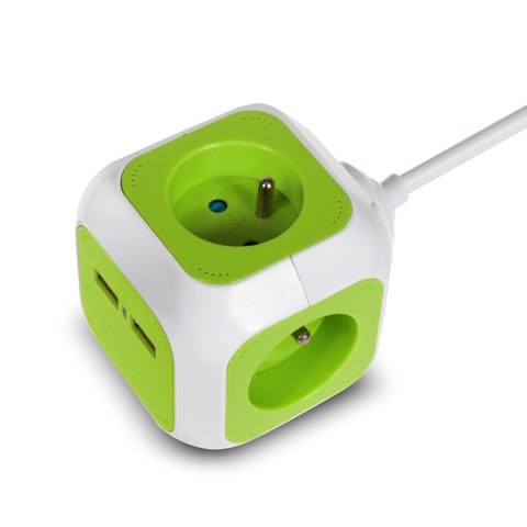 MagicCube poczwórne gniazdko prądowe GreenBlue, 2 wejścia USB, 1,4m, GB118 MagicCube poczwórne gniazdko prądowe GreenBlue, 2 wejścia USB, 1,4m, GB118