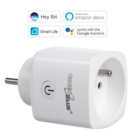 Zdalnie sterowane gniazdko WiFi GreenBlue, Android/iOS/Alexa/Google Home, zuż. energii, timer, max 3680W, typ E, GB720 E Zdalnie sterowane gniazdko WiFi GreenBlue, Android/iOS/Alexa/Google Home, zuż. energii, timer, max 3680W, typ E, GB720 E