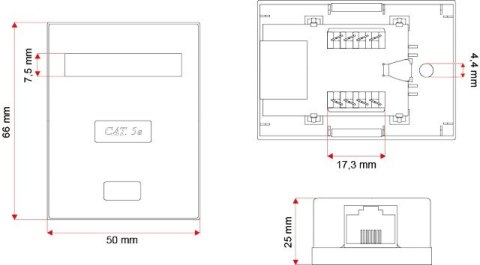 Gniazdo natynkowe STP kat.5e 1xRJ45 ALANTEC Gniazdo natynkowe STP kat.5e 1xRJ45 ALANTEC