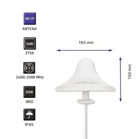 Qoltec Antena Wi-Fi 2.4/2.5 GHz dookólna | 5dBi | Wewnętrzna Qoltec Antena Wi-Fi 2.4/2.5 GHz dookólna | 5dBi | Wewnętrzna