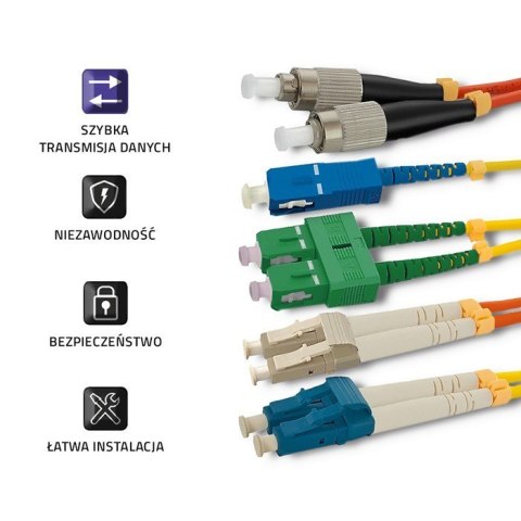 Qoltec Patchcord światłowodowy LC/UPC-LC/UPC | Multimode | 50/125U | OM2 | Duplex | 1m Qoltec Patchcord światłowodowy LC/UPC-LC/UPC | Multimode | 50/125U | OM2 | Duplex | 1m