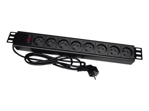 Listwa zasilająca 19" 230V - 8 gniazd (typu E - CEE 7/5), z wyłącznikiem LED, kabel 3,0m CEE 7/7 ALANTEC Listwa zasilająca 19" 230V - 8 gniazd (typu E - CEE 7/5), z wyłącznikiem LED, kabel 3,0m CEE 7/7 ALANTEC