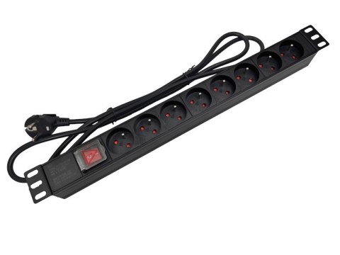 Listwa zasilająca 19" 230V - 8 gniazd (typu E - CEE 7/5), z wyłącznikiem LED, kabel 3,0m CEE 7/7 ALANTEC Listwa zasilająca 19" 230V - 8 gniazd (typu E - CEE 7/5), z wyłącznikiem LED, kabel 3,0m CEE 7/7 ALANTEC