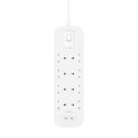 POWER STRIP WITH OVERVOLTAGE/PROTECTION 8 SOCKETS WITH 2 X US