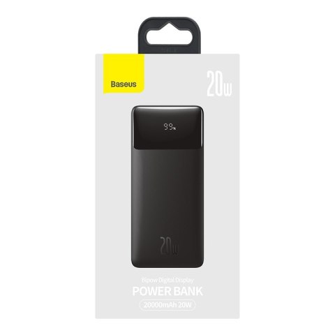 Powerbank Baseus Bipow Digital Display PPBD050501 20000mAh 20W PD QC 3.0 2x USB-A 1x USB-C + KABEL Powerbank Baseus Bipow Digital Display PPBD050501 20000mAh 20W PD QC 3.0 2x USB-A 1x USB-C + KABEL