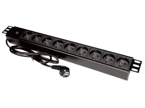 Listwa zasilająca 19" 230V - 9 gniazd (typu E - CEE 7/5), z diodą LED, kabel 3,0m CEE 7/7 ALANTEC Listwa zasilająca 19" 230V - 9 gniazd (typu E - CEE 7/5), z diodą LED, kabel 3,0m CEE 7/7 ALANTEC
