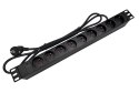 Listwa zasilająca 19" 230V - 9 gniazd (typu E - CEE 7/5), z diodą LED, kabel 3,0m CEE 7/7 ALANTEC