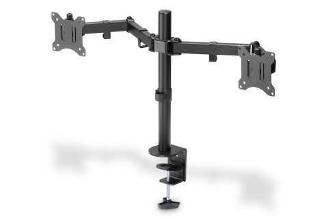 Uchwyt biurkowy podwójny (zacisk) 2xLCD max. 32"max. 2x 8kg uchylno-obrotowy czarny Uchwyt biurkowy podwójny (zacisk) 2xLCD max. 32"max. 2x 8kg uchylno-obrotowy czarny
